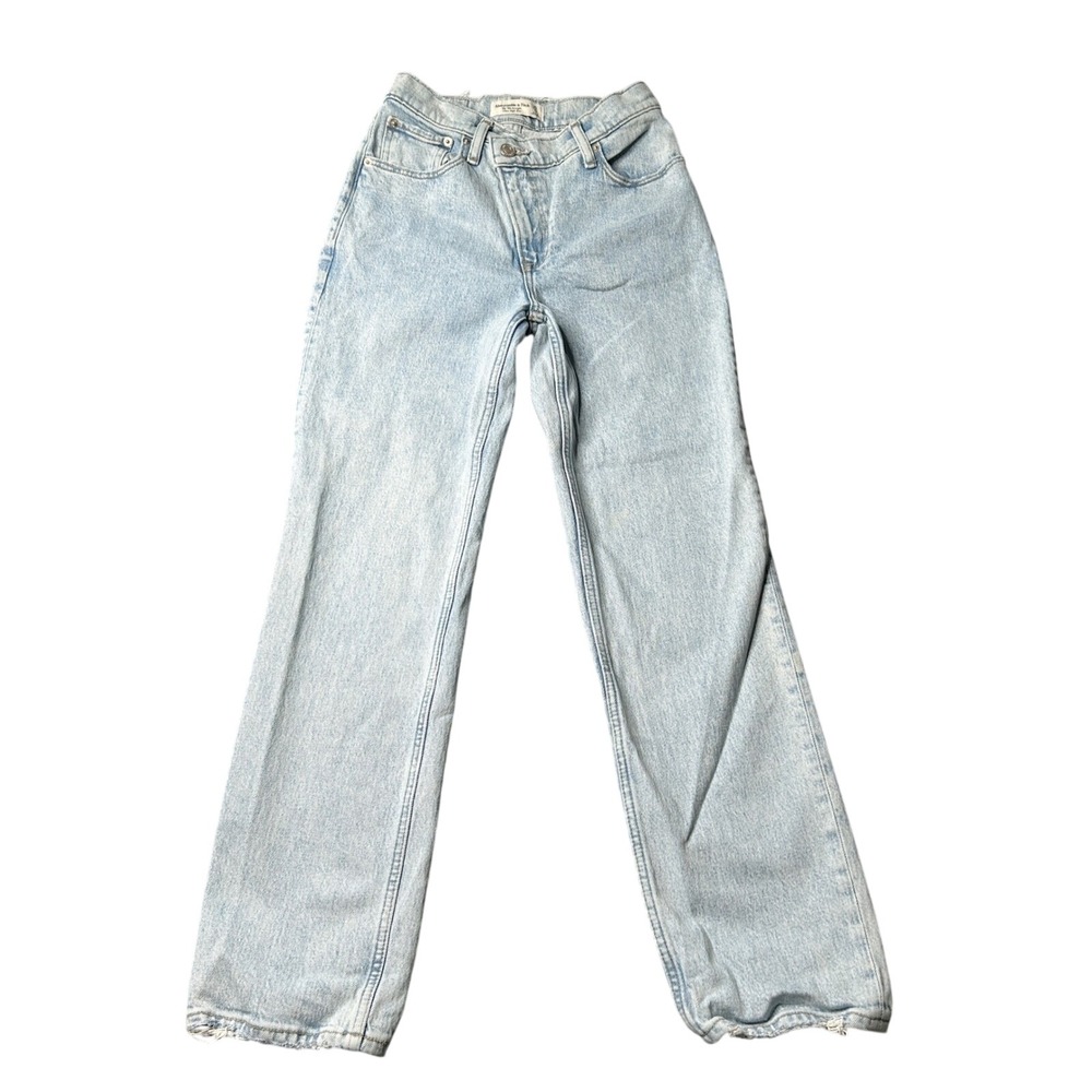Abercrombie & Fitch The 90s‎ Straight Ultra High Rise Light Wash Jeans 25 0S